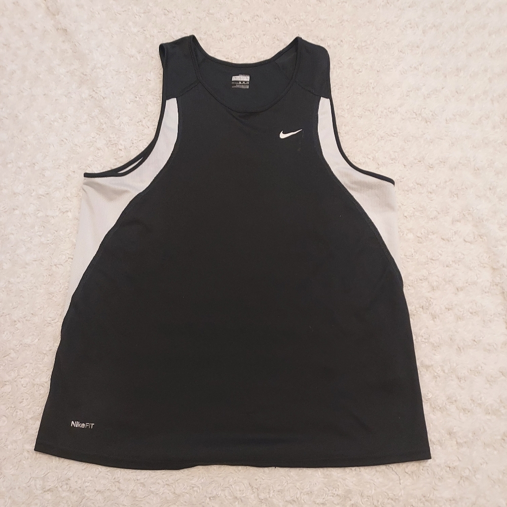 Nike XL Fit Dry Lightweight Stretch Black & White Workout Tank Active Gym
